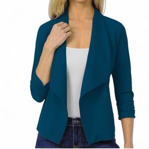 *NWOT* EIMIN Women's 3/4 Sleeve Teal Blazer Cardigan Jacket - Size 2XL